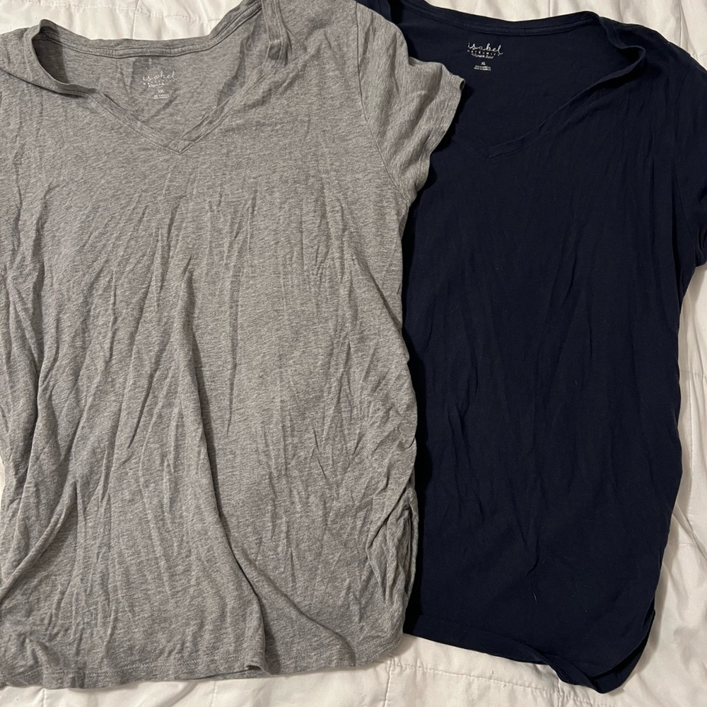 Gray and Navy Maternity V-Neck T-Shirts
